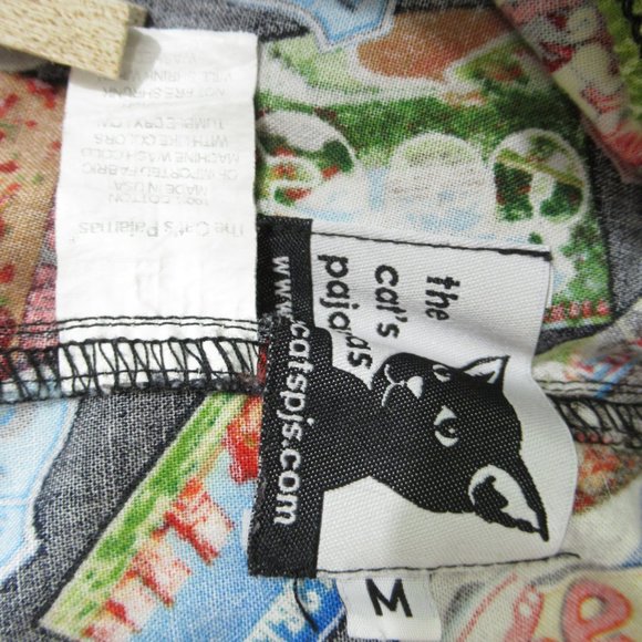 The Cats Pajamas PJ Lounge Pants Route 66 Collage Mens Medium Pockets Cotton - Picture 11 of 11